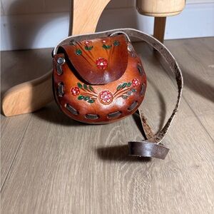 Handcrafted Brown Leather Floral Women Bag